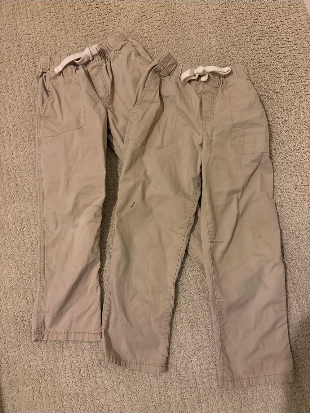 Boys Drawstring Casual Pants in Tan